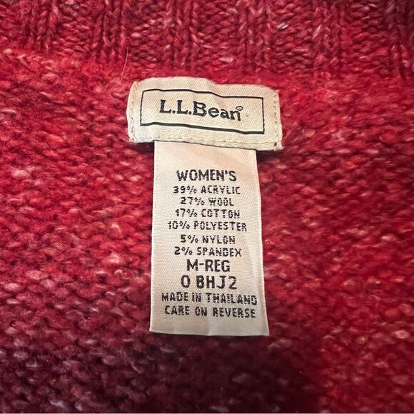 L.L. Bean red wool blend button cardigan - Picture 4 of 11